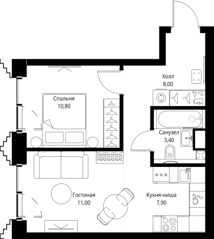Купить однокомнатную квартиру в новостройках у метро Давыдково в Москве. Вариант № 10350314, 0, площадь -  квм, цена 25543650 рублей