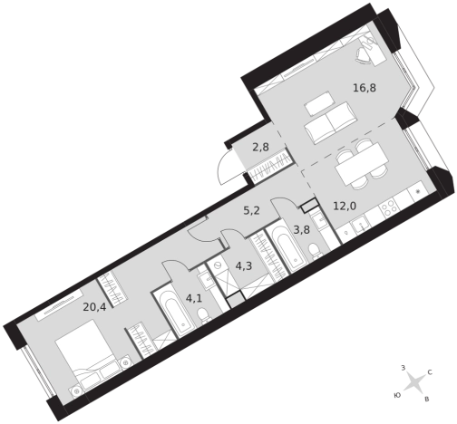 . Вариант № 9519564, 0, площадь - 69.4 квм, цена 39738440 рублей
