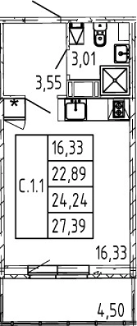 Купить Студию в Ленинградской области. Вариант № 74474, 0, площадь -  квм, цена 4587888 рублей