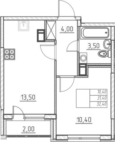 Купить однокомнатную квартиру в ЖК Огоньки в Всеволожске. Вариант № 7254758, 0, площадь -  квм, цена 4857000 рублей