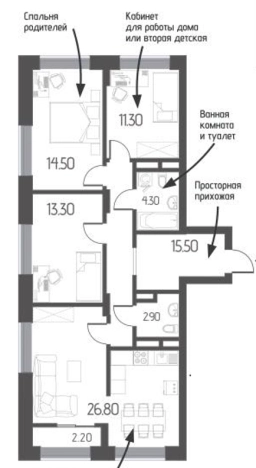 Купить квартиру в ЖК Пломбир в Воронеже. Вариант № 152013, 0, площадь -  квм, цена 10662000 рублей
