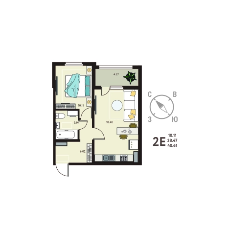 Купить квартиру в ЖК Зеленый Квартал Бабяково в Воронежской области. Вариант № 155013, 0, площадь -  квм, цена 3959475 рублей