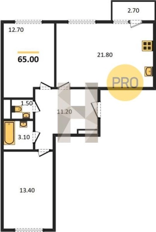 Купить двухкомнатную квартиру в ЖК А14 в Ижевске. Вариант № 64781, 0, площадь -  квм, цена 4820000 рублей