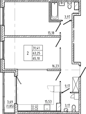 Купить двухкомнатную квартиру в ЖК Регенбоген в Санкт-Петербурге. Вариант № 7598386, 0, площадь -  квм, цена 25901032 рублей