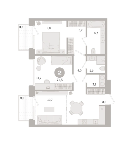 Купить двухкомнатную квартиру на улице Дубининская в Москве. Вариант № 10128261, 0, площадь -  квм, цена 42250000 рублей