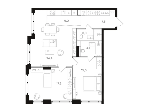 Купить двухкомнатную квартиру в ЖК Мангазея НАЗАРЕ в Москве. Вариант № 9520949, 0, площадь -  квм, цена 33988800 рублей