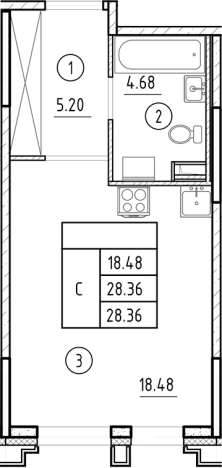 Купить Студию в ЖК Ассамблея в Санкт-Петербурге. Вариант № 6231291, 0, площадь -  квм, цена 11973592 рублей
