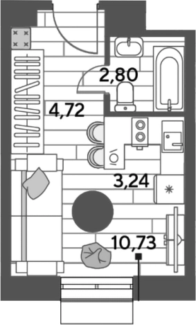 . Вариант № 123708, 0, площадь - 21.49 квм, цена 4705794 рублей