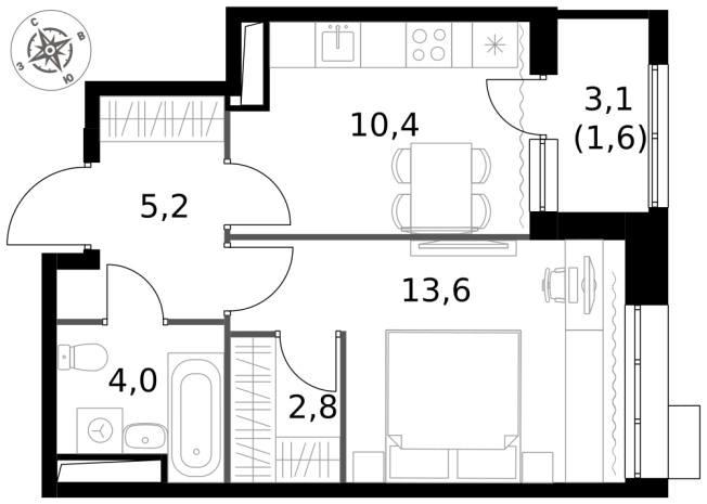 Купить однокомнатную квартиру у метро Саларьево в Москве. Вариант № 9834217, 0, площадь -  квм, цена 17104240 рублей