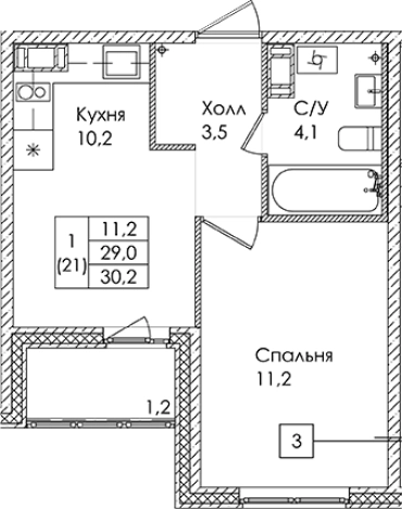 Купить квартиру в ЖК Ермак в Ленинградской области. Вариант № 6610006, 0, площадь -  квм, цена 4816600 рублей