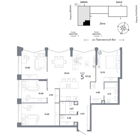 . Вариант № 137207, 0, площадь - 117.32 квм, цена 111103400 рублей