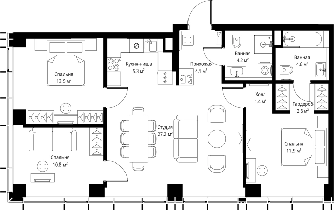 Купить квартиру у метро Дмитровская в Москве. Вариант № 141507, 0, площадь - квм, цена 47850400 рублей