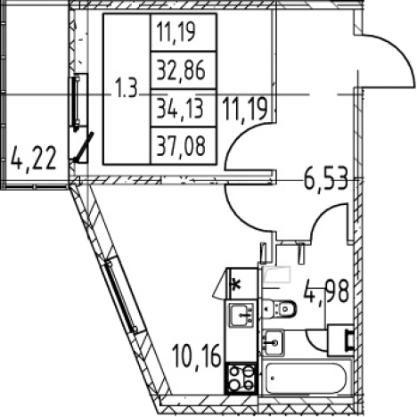 Купить однокомнатную квартиру у метро Девяткино в Мурине. Вариант № 7267366, 0, площадь -  квм, цена 6462888 рублей