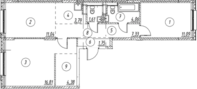 Купить трехкомнатную квартиру у метро Девяткино в Мурине. Вариант № 7253252, 0, площадь -  квм, цена 11359476 рублей