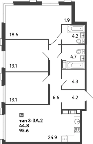 Купить многокомнатную квартиру в новостройках у метро Парнас в Санкт-Петербурге. Вариант № 8099585, 0, площадь -  квм, цена 25255063 рублей