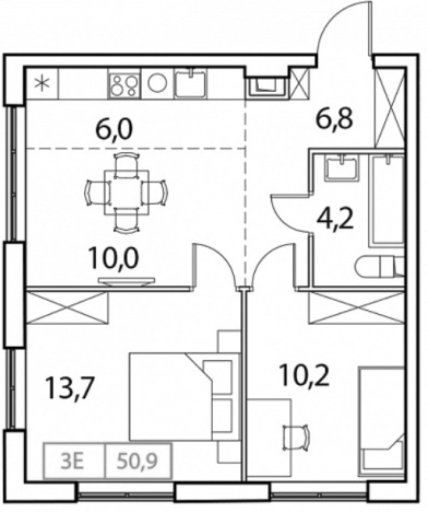 Купить трехкомнатную квартиру в ЖК Новый Зеленоград в Московской области. Вариант № 95227, 0, площадь - квм, цена 8662205 рублей