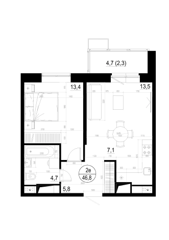 Купить двухкомнатную квартиру в Одинцове. Вариант № 127958, 0, площадь -  квм, цена 11376000 рублей