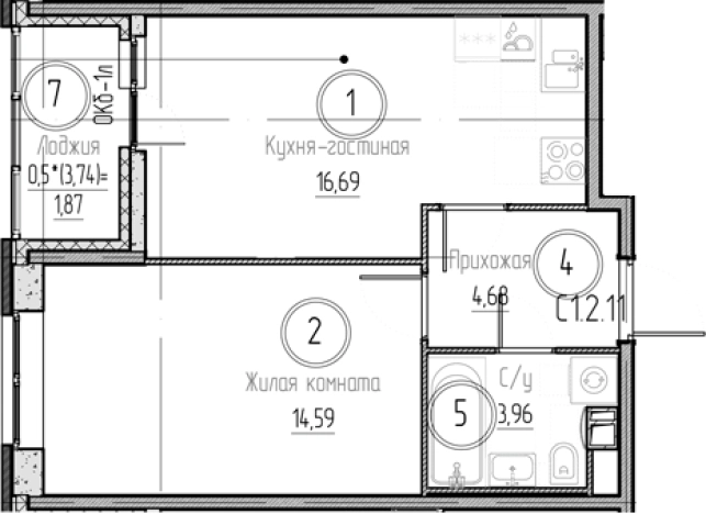 . Вариант № 8930921, 0, площадь - 39.92 квм, цена 6208285 рублей