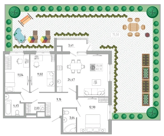 Купить трехкомнатную квартиру на вторичке на улице Заводская в Тульской области. Вариант № 71410, 0, площадь -  квм, цена 7634696 рублей