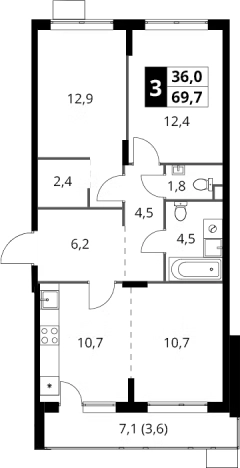 Купить трехкомнатную квартиру у метро Пятницкое шоссе в Химках. Вариант № 9822051, 0, площадь -  квм, цена 18163820 рублей