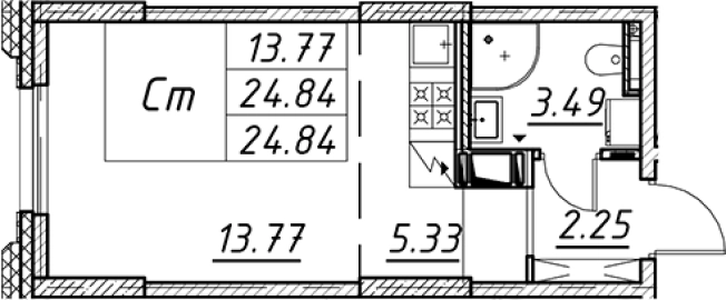 Купить Студию в новостройках в районе Невский в Санкт-Петербурге. Вариант № 7850871, 0, площадь - квм, цена 8855037 рублей