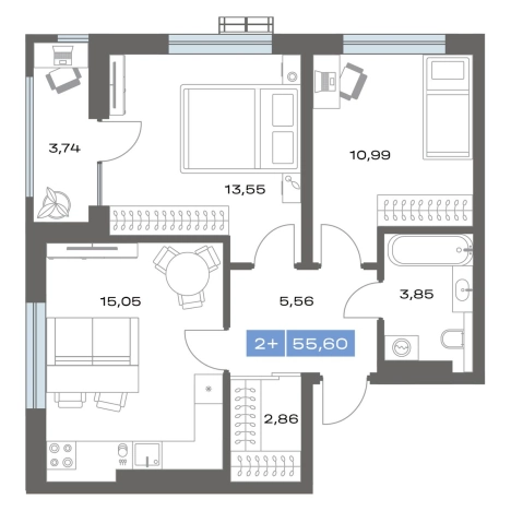Купить двухкомнатную квартиру в новостройках в ЖК "Ритм" в Тобольске. Вариант № 3348410, 0, площадь -  квм, цена 6700000 рублей