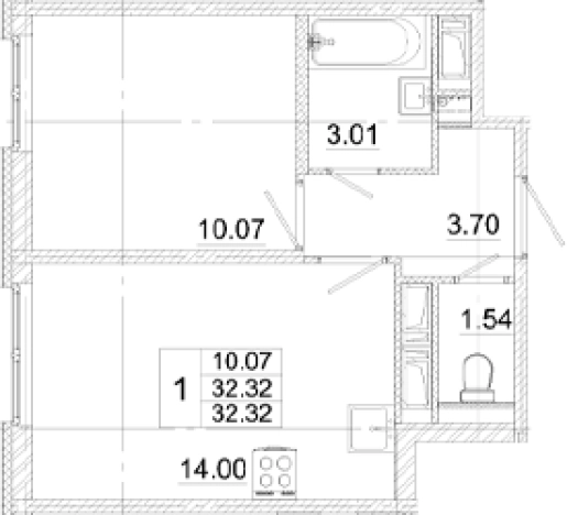 Купить однокомнатную квартиру в новостройках у метро Купчино в Санкт-Петербурге. Вариант № 8999573, 0, площадь -  квм, цена 6253920 рублей