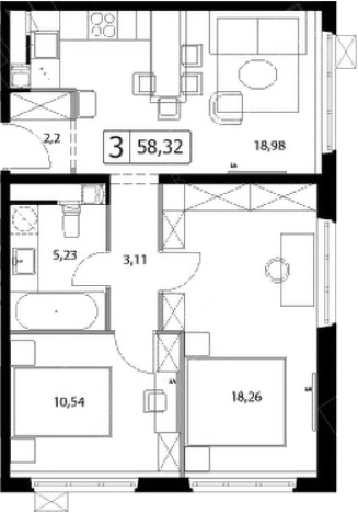Купить трехкомнатную квартиру у метро Домодедовская в Видном. Вариант № 5833376, 0, площадь -  квм, цена 8911049 рублей