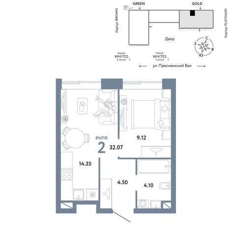 Купить двухкомнатную квартиру в ЖК Republic в Москве. Вариант № 10441351, 0, площадь -  квм, цена 31467400 рублей