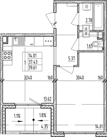 Купить однокомнатную квартиру у метро Проспект Ветеранов в Ленинградской области. Вариант № 6854688, 0, площадь - квм, цена 8043761 рублей