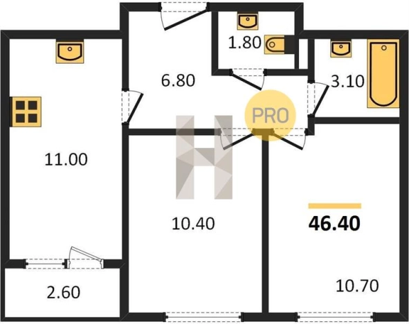 Купить двухкомнатную квартиру в ЖК Друзья в Ижевске. Вариант № 76841, 0, площадь -  квм, цена 3660496 рублей