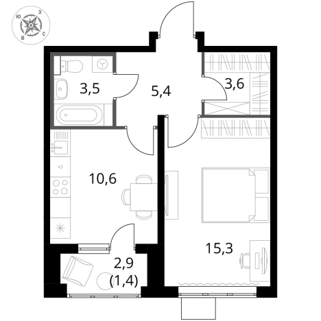 Купить однокомнатную квартиру в новостройках на улице Проектируемый проезд № 6415 в Москве. Вариант № 9946966, 0, площадь - квм, цена 12067360 рублей
