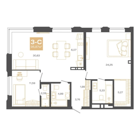Купить трехкомнатную квартиру в ЖК Пульсар в Новосибирске. Вариант № 9961886, 0, площадь -  квм, цена 22940000 рублей