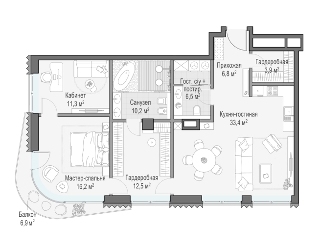 Купить двухкомнатную квартиру в новостройках у метро Третьяковская в Москве. Вариант № 168536, 0, площадь -  квм, цена 320890000 рублей