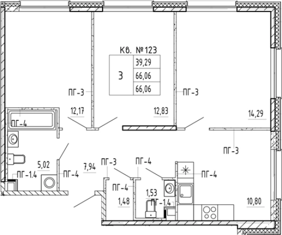 . Вариант № 5585746, 0, площадь - 66.06 квм, цена 13965084 рублей
