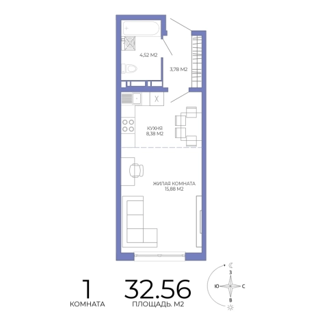 Купить однокомнатную квартиру на улице Побочинская в Пензе. Вариант № 129112, 0, площадь -  квм, цена 2995520 рублей