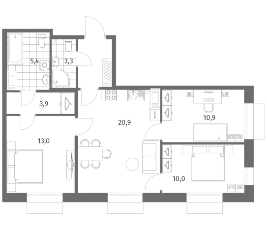 Купить многокомнатную квартиру в новостройках в ЖК Парусная 1 в Санкт-Петербурге. Вариант № 9324586, 0, площадь -  квм, цена 25236000 рублей