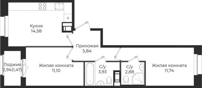 Купить квартиру в ЖК Новатория в Ленинградской области. Вариант № 6910314, 0, площадь -  квм, цена 7444953 рублей