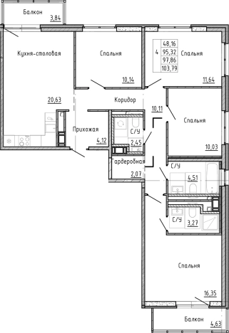 Купить четырехкомнатную квартиру у метро Проспект Просвещения в Санкт-Петербурге. Вариант № 8164142, 0, площадь -  квм, цена 24817296 рублей