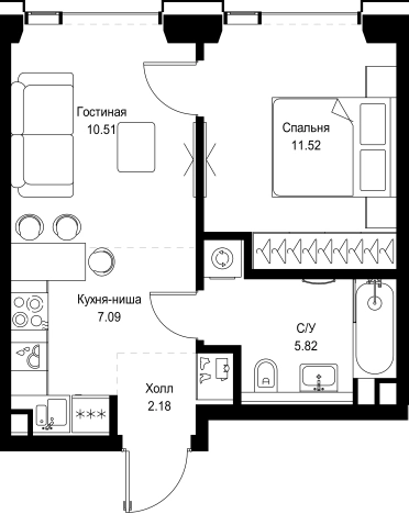 Купить однокомнатную квартиру в новостройках в ЖК SET в Москве. Вариант № 10349924, 0, площадь -  квм, цена 24406400 рублей