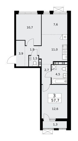 Купить квартиру на вторичке в ЖК Бунинские кварталы в Москве. Вариант № 834233, 0, площадь -  квм, цена 20781232 рублей
