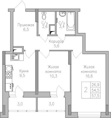 Купить двухкомнатную квартиру в районе Советский в Воронеже. Вариант № 992979, 0, площадь -  квм, цена 5900000 рублей
