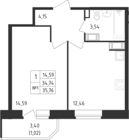 Купить однокомнатную квартиру в ЖК Живи! В Рыбацком в Санкт-Петербурге. Вариант № 6631070, 0, площадь -  квм, цена 9336048 рублей