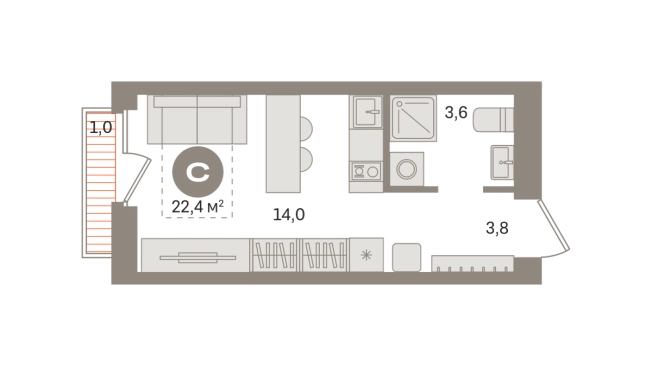 Купить Студию у метро Домодедовская в Московской области. Вариант № 8615753, 0, площадь -  квм, цена 5260000 рублей