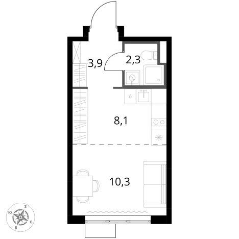 Купить однокомнатную квартиру в новостройках в Видном. Вариант № 9905620, 0, площадь -  квм, цена 8435340 рублей