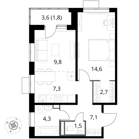 Купить двухкомнатную квартиру в новостройках в Видном. Вариант № 9905939, 0, площадь -  квм, цена 15682540 рублей