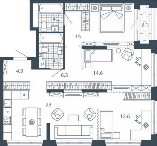 Купить двухкомнатную квартиру в ЖК Жилой комплекс "Scala city" в Пензе. Вариант № 134479, 0, площадь -  квм, цена 11508000 рублей