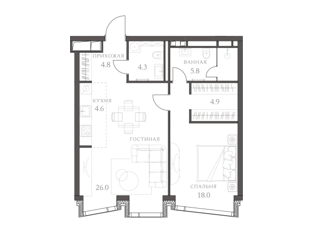 . Вариант № 85621, 0, площадь - 69.3 квм, цена 45426150 рублей
