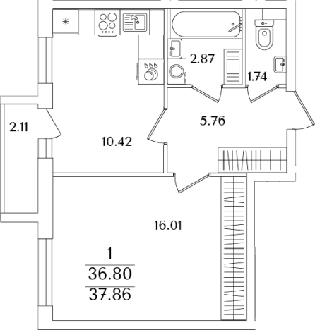 Купить однокомнатную квартиру на улице Тамбасова в Санкт-Петербурге. Вариант № 6713156, 0, площадь -  квм, цена 12329176 рублей