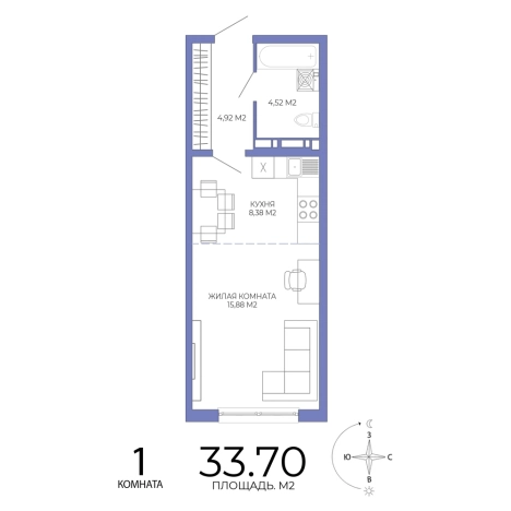 Купить однокомнатную квартиру на улице Побочинская в Пензе. Вариант № 127293, 0, площадь -  квм, цена 3100400 рублей
